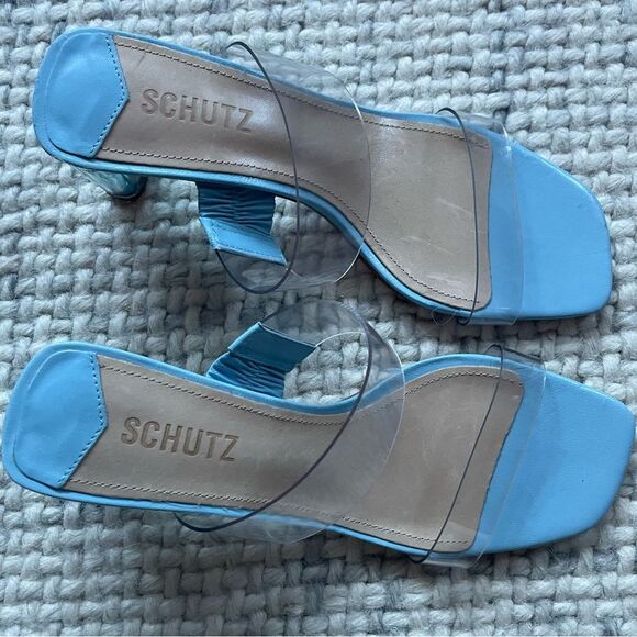 NEW SCHUTZ Blue Ariella Acrylic Heel Sandal 7 - Picture 3 of 7